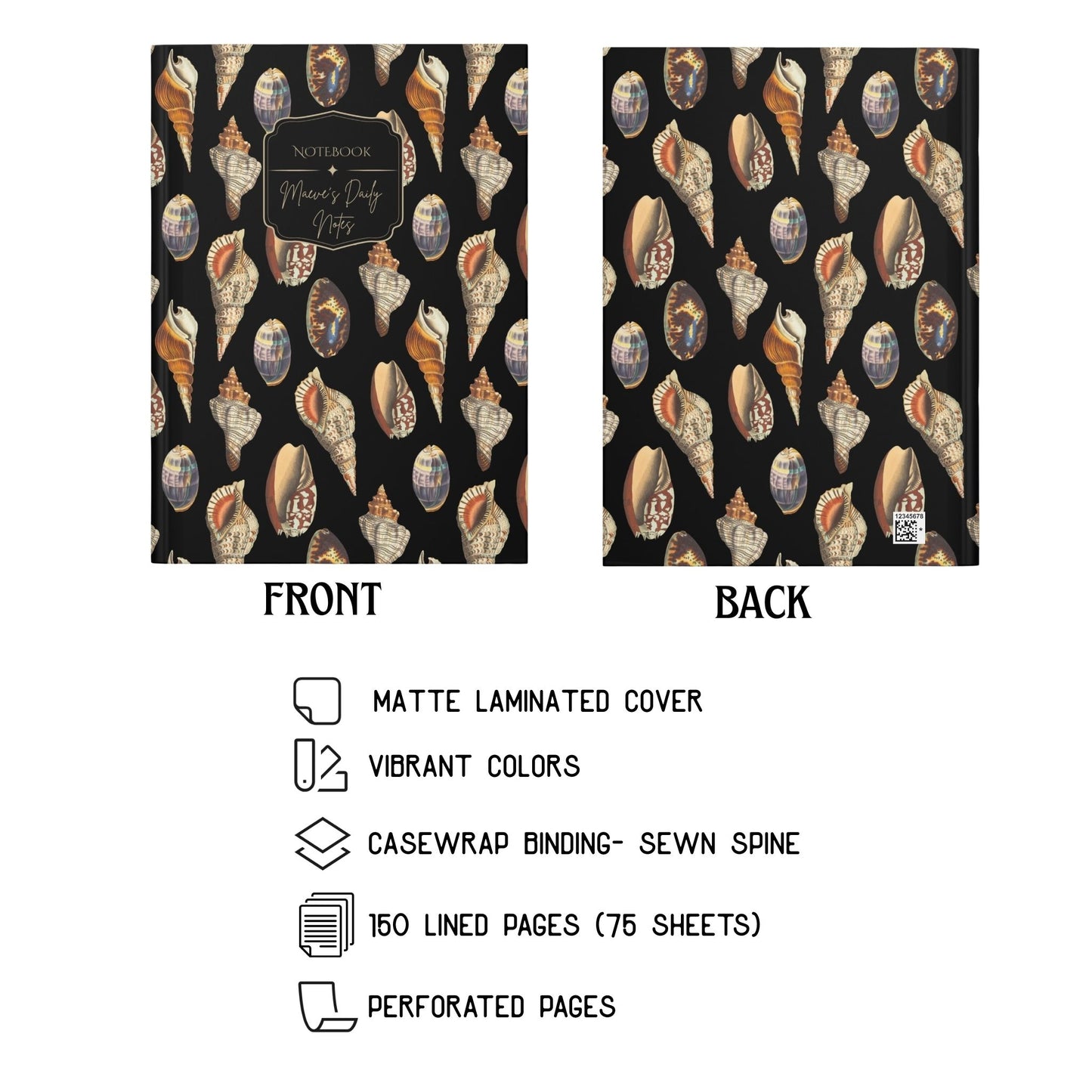 Vintage Shells Hardcover Journal