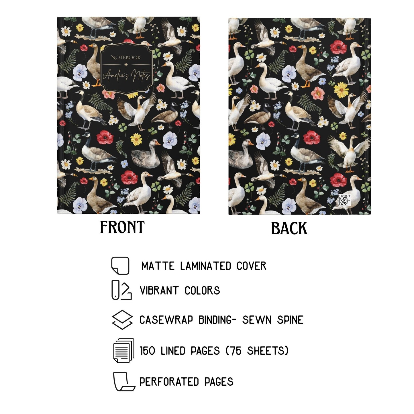 Floral Goose Personalized Journal
