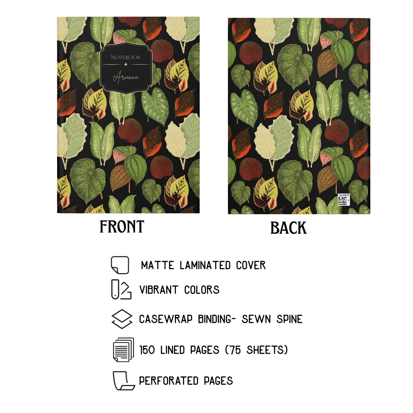 Botanical Leaves Hardcover Journal