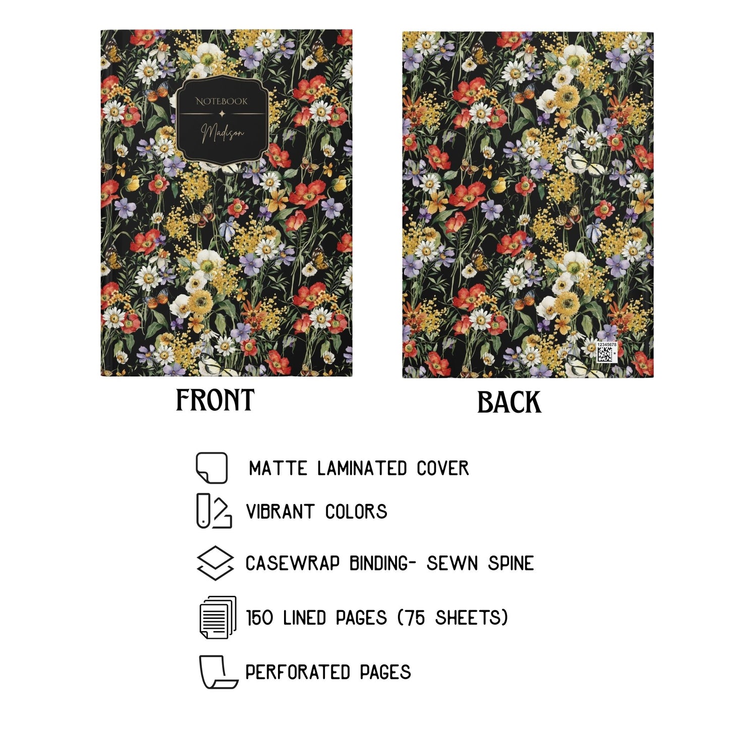 Wildflower Hardcover Personalized Journal