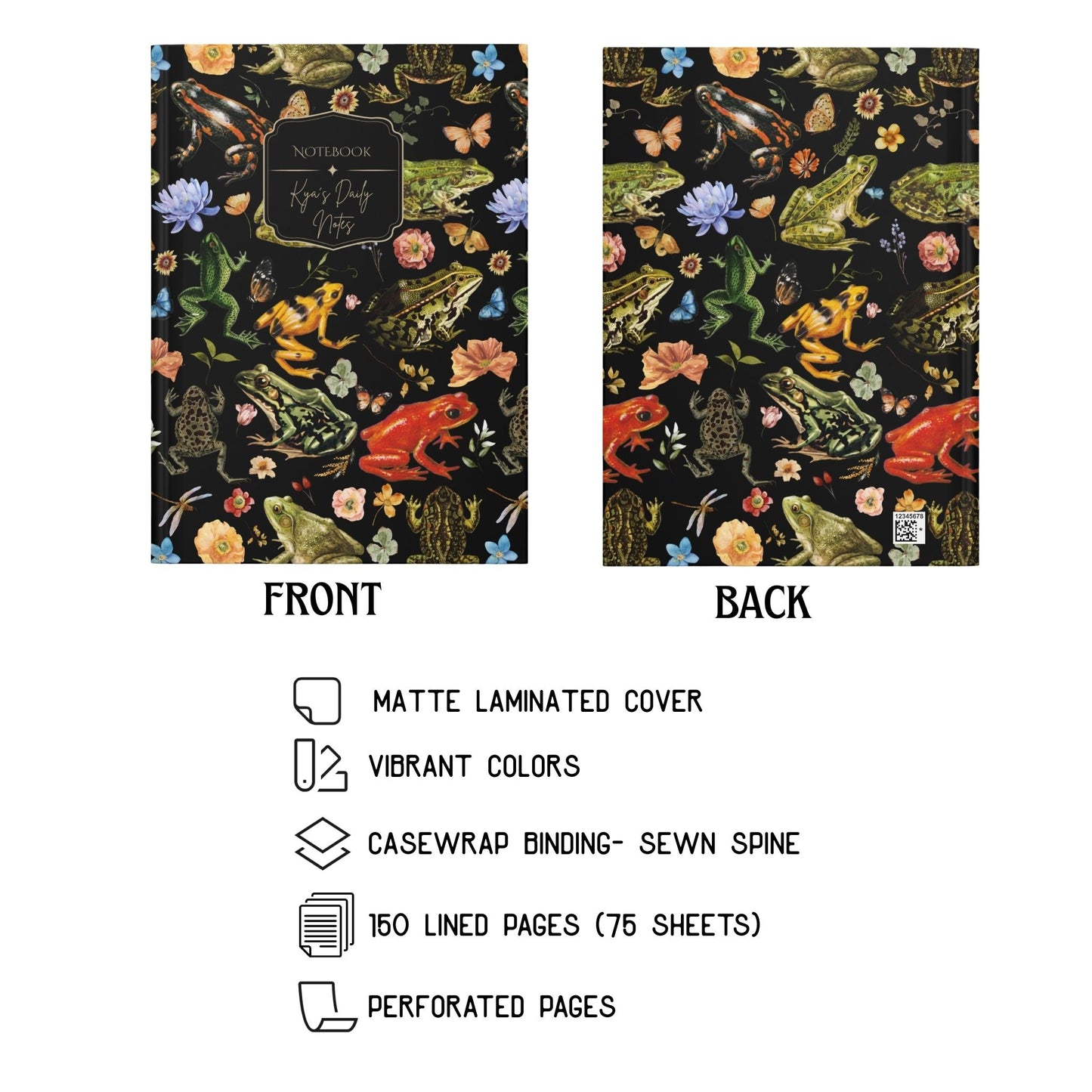 Frog Personalized Hardcover Lined Journal