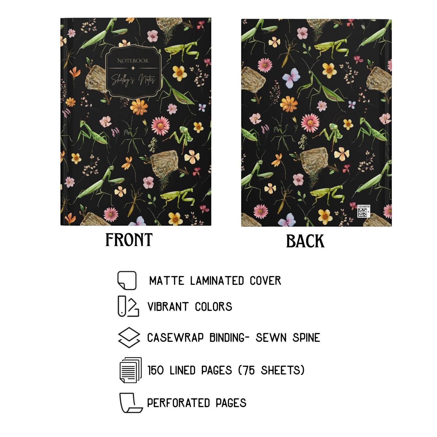 Praying Mantis Lifecycle Hardcover Journal