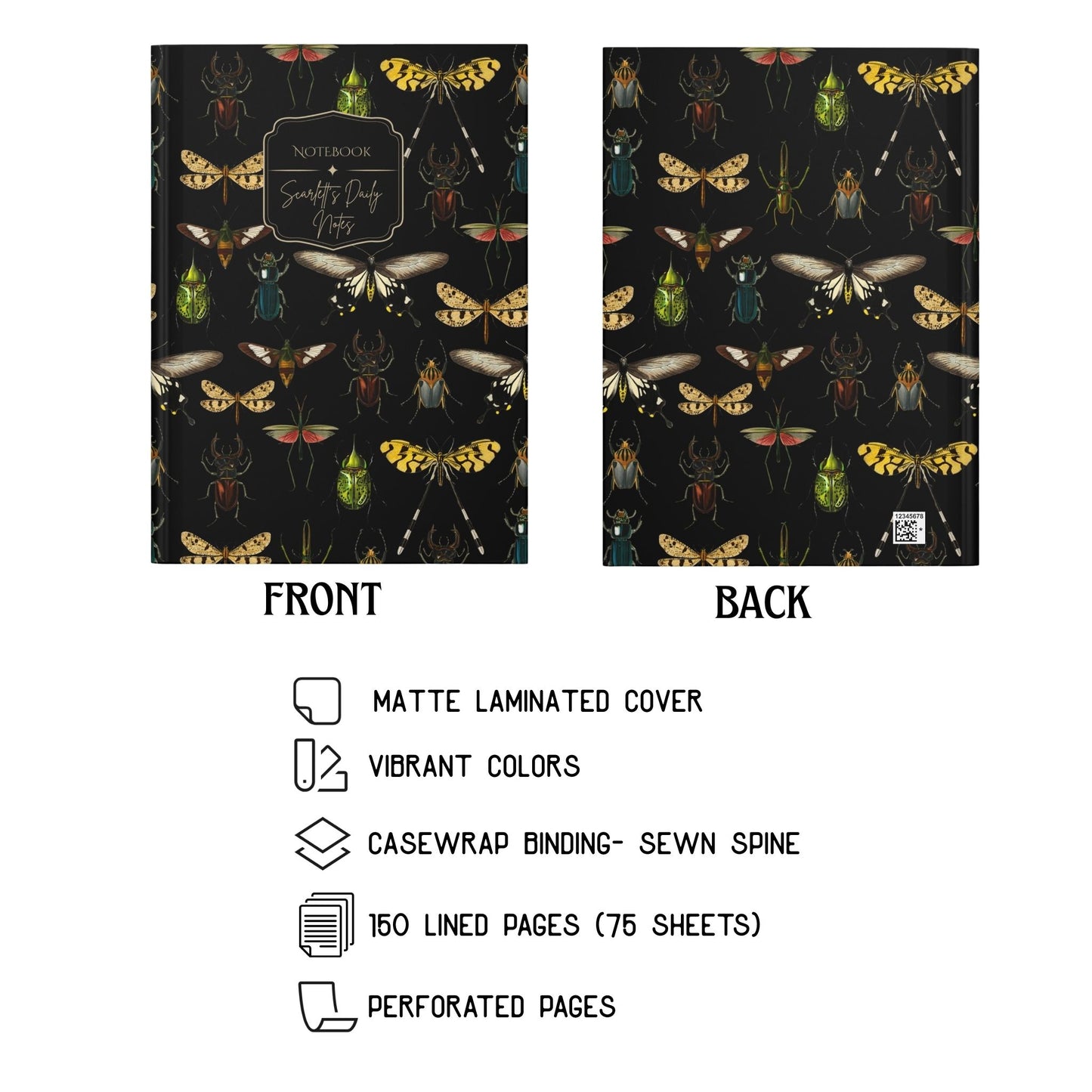Insect Print Hardcover Journal