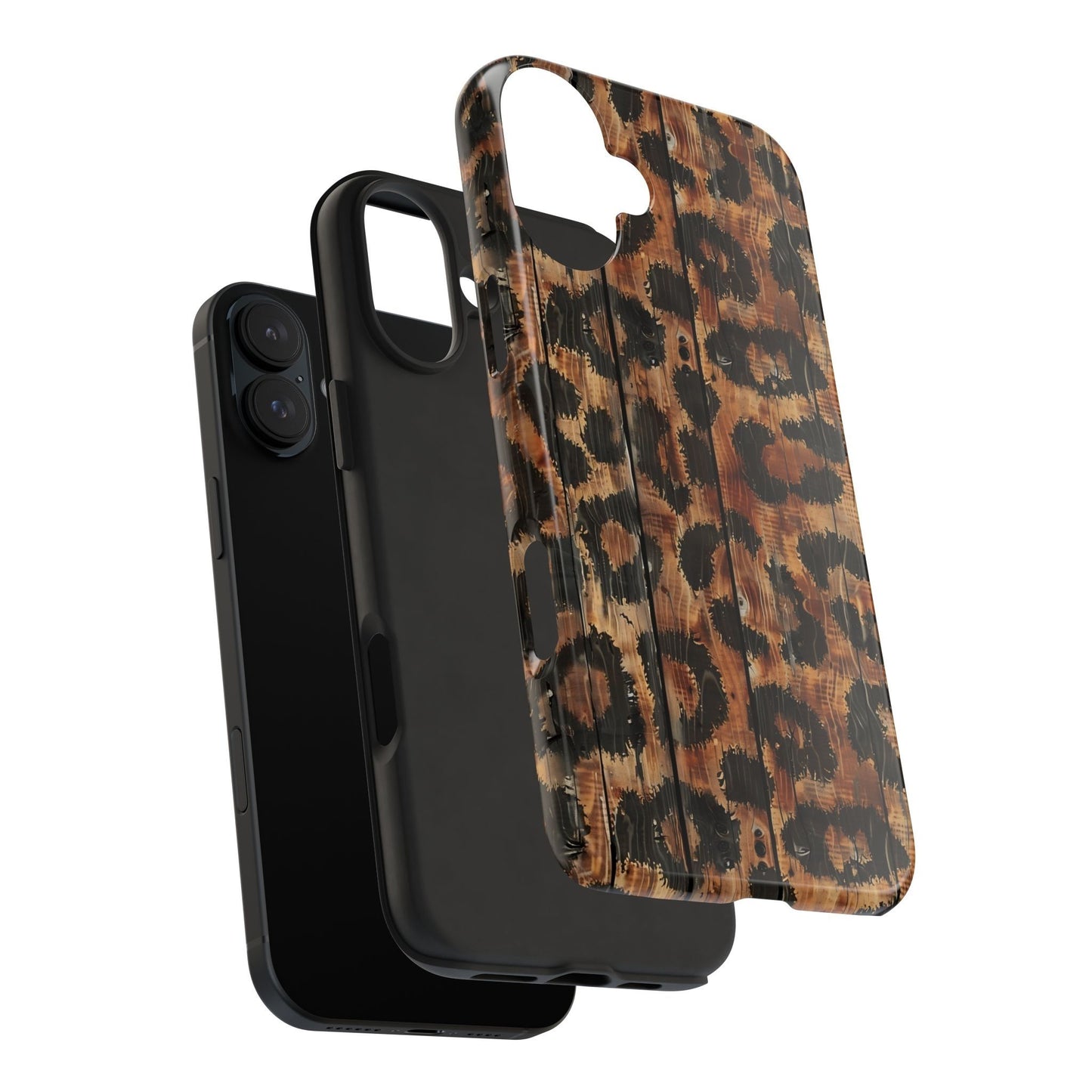 Woodgrain Animal Print Protective Phone Case