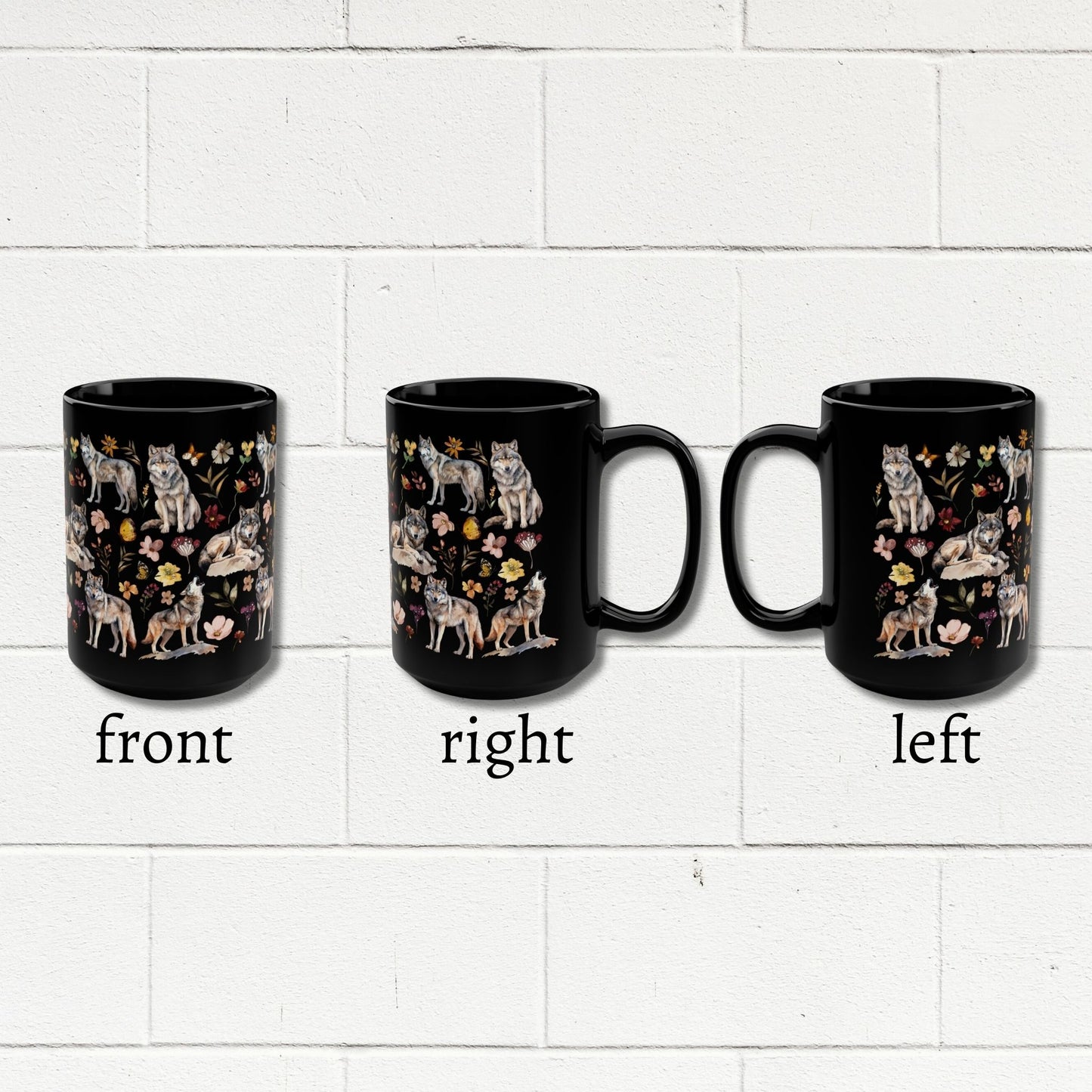 Wolves 15oz Black Mug