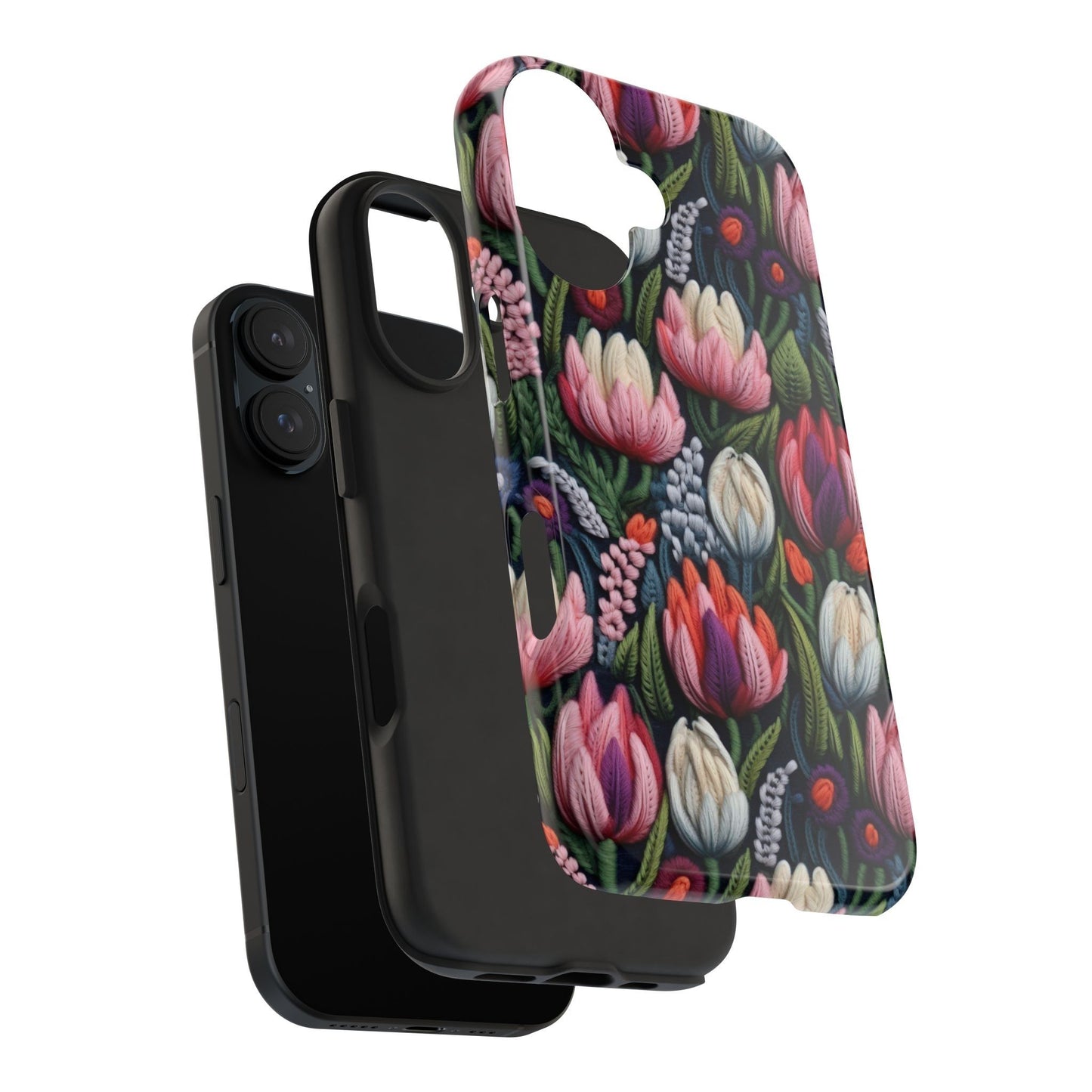 Tulip Faux Embroidery Protective Phone Case