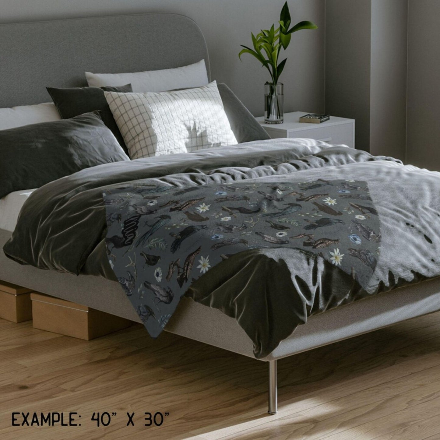 Black Crow Gothic Throw Blanket