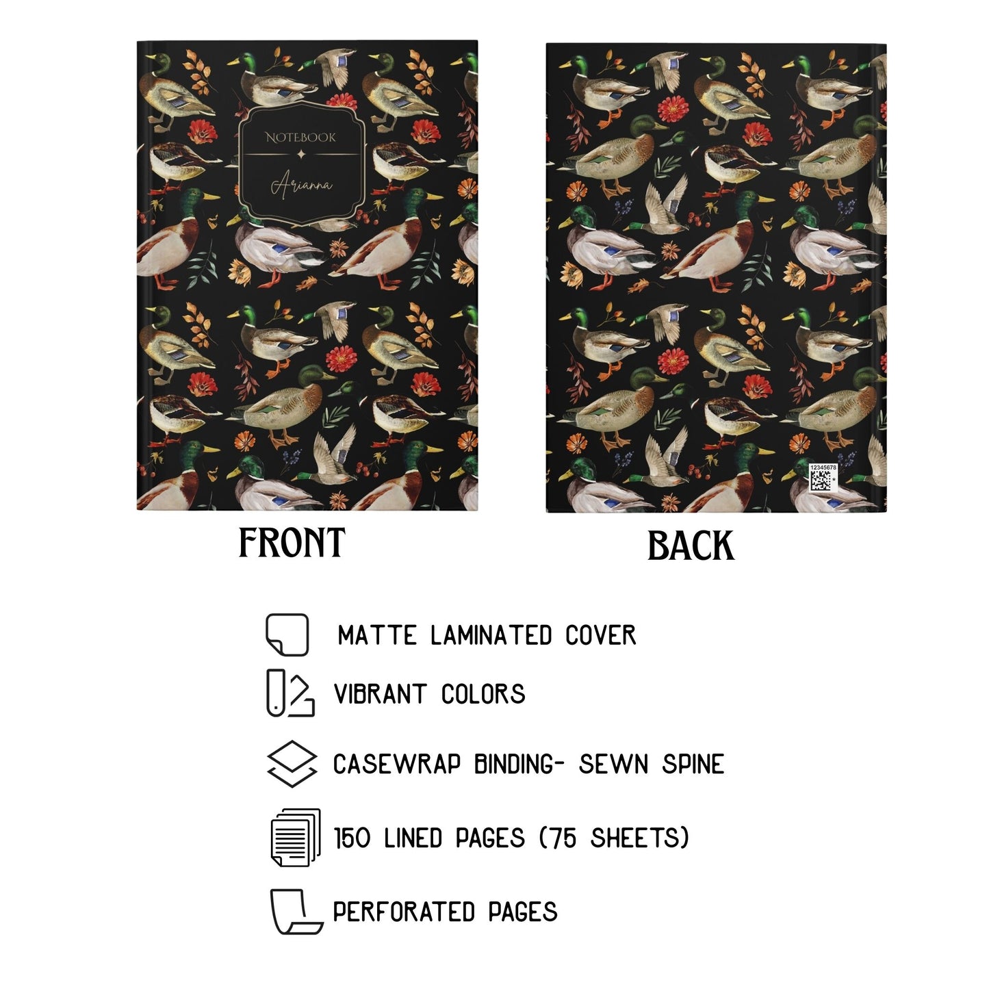 Mallard Duck Personalized Hardcover Lined Journal