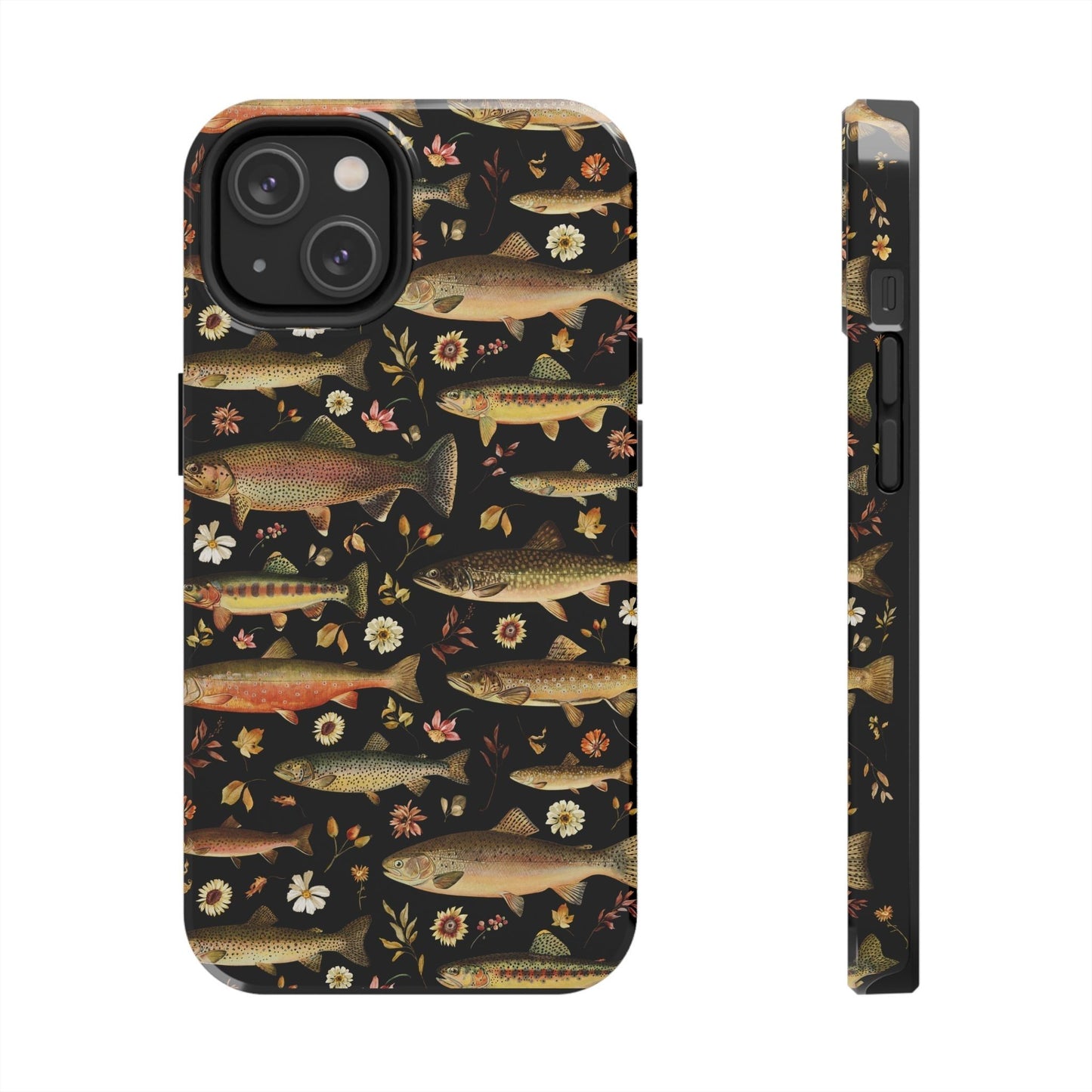 Vintage Floral Trout Fish Phone Case