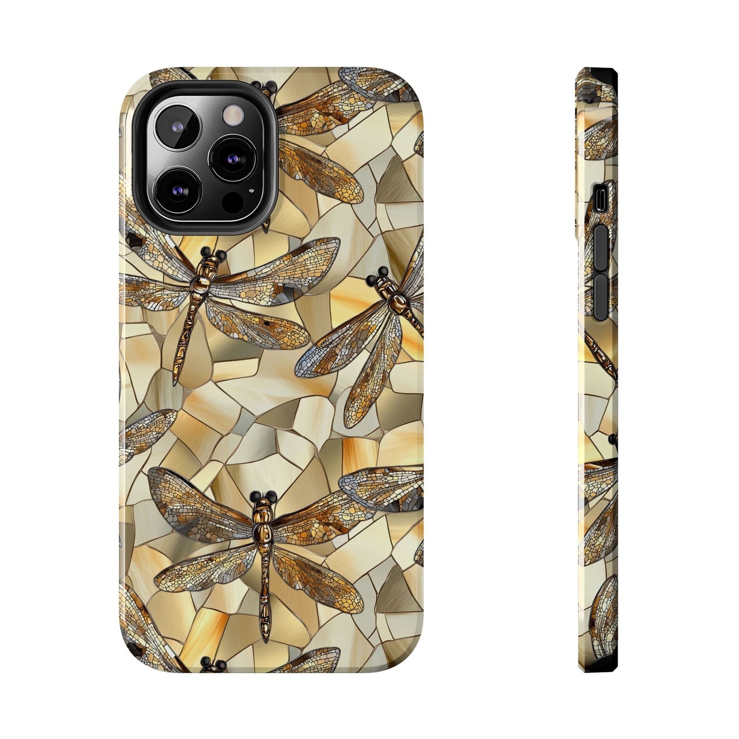 Gold Stained Glass Dragonfly Phone Case