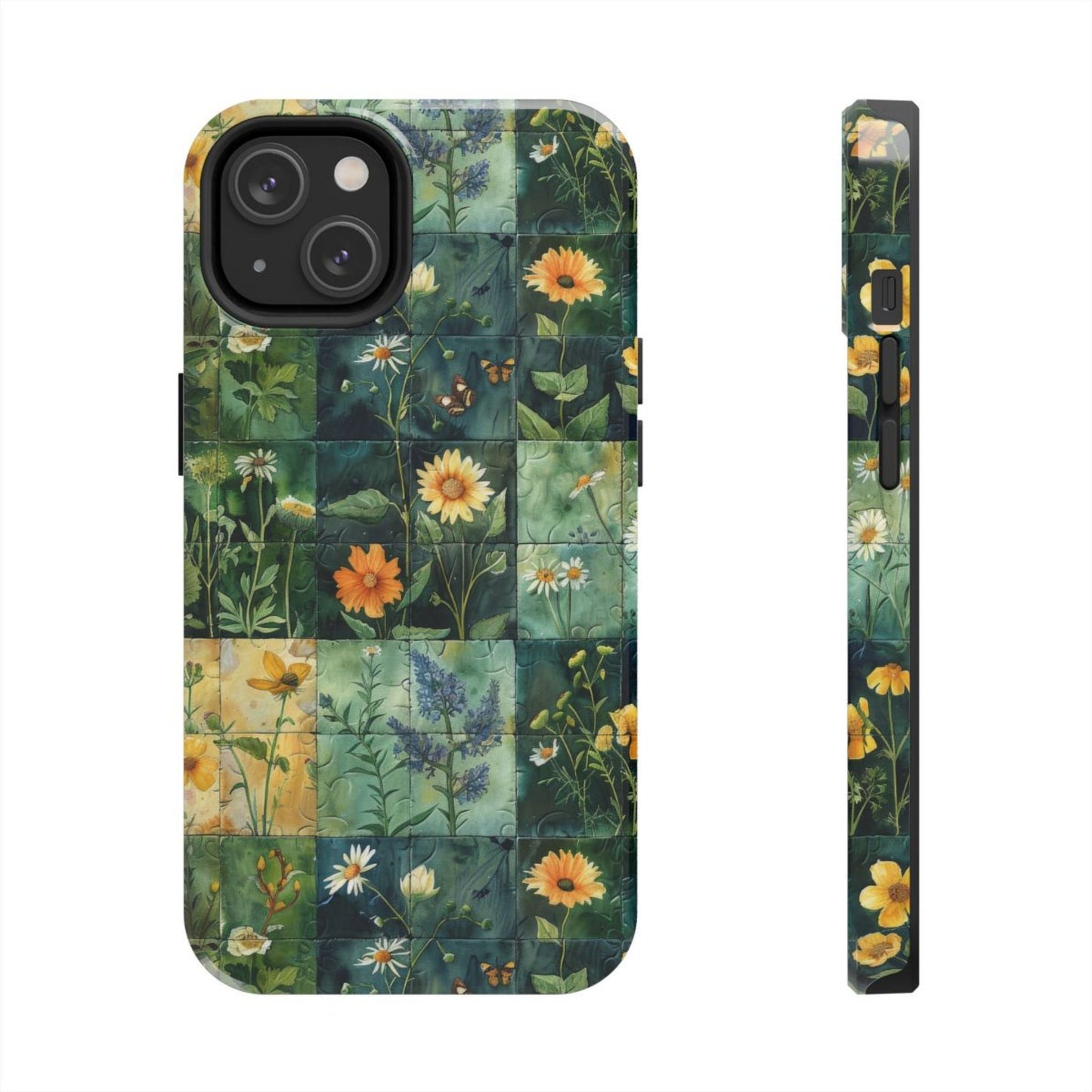 Green Patchwork Wildflower Phone Case