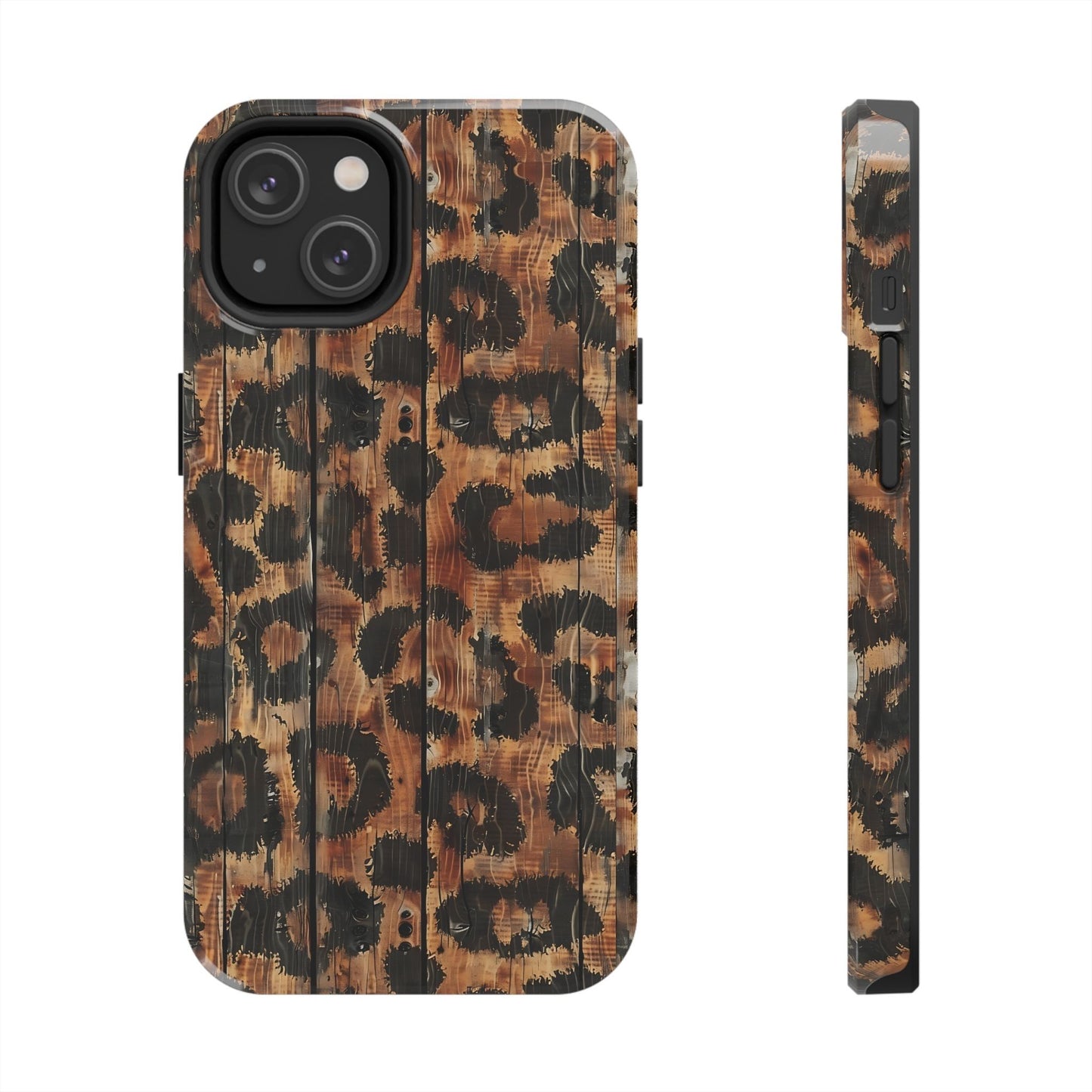 Woodgrain Animal Print Protective Phone Case