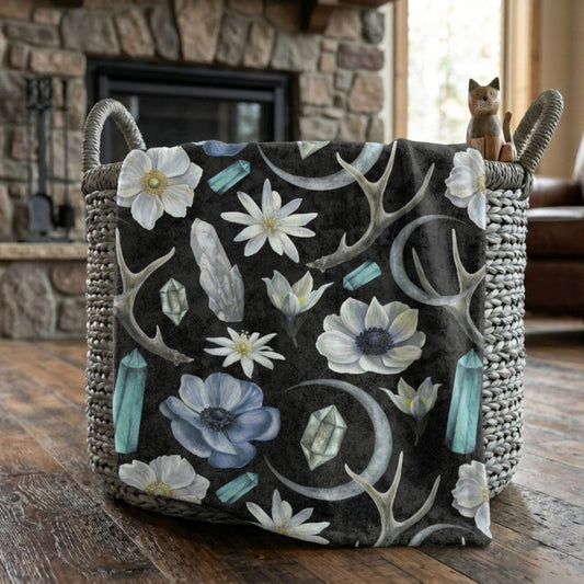 Mystical Floral Crystals Fleece Blanket