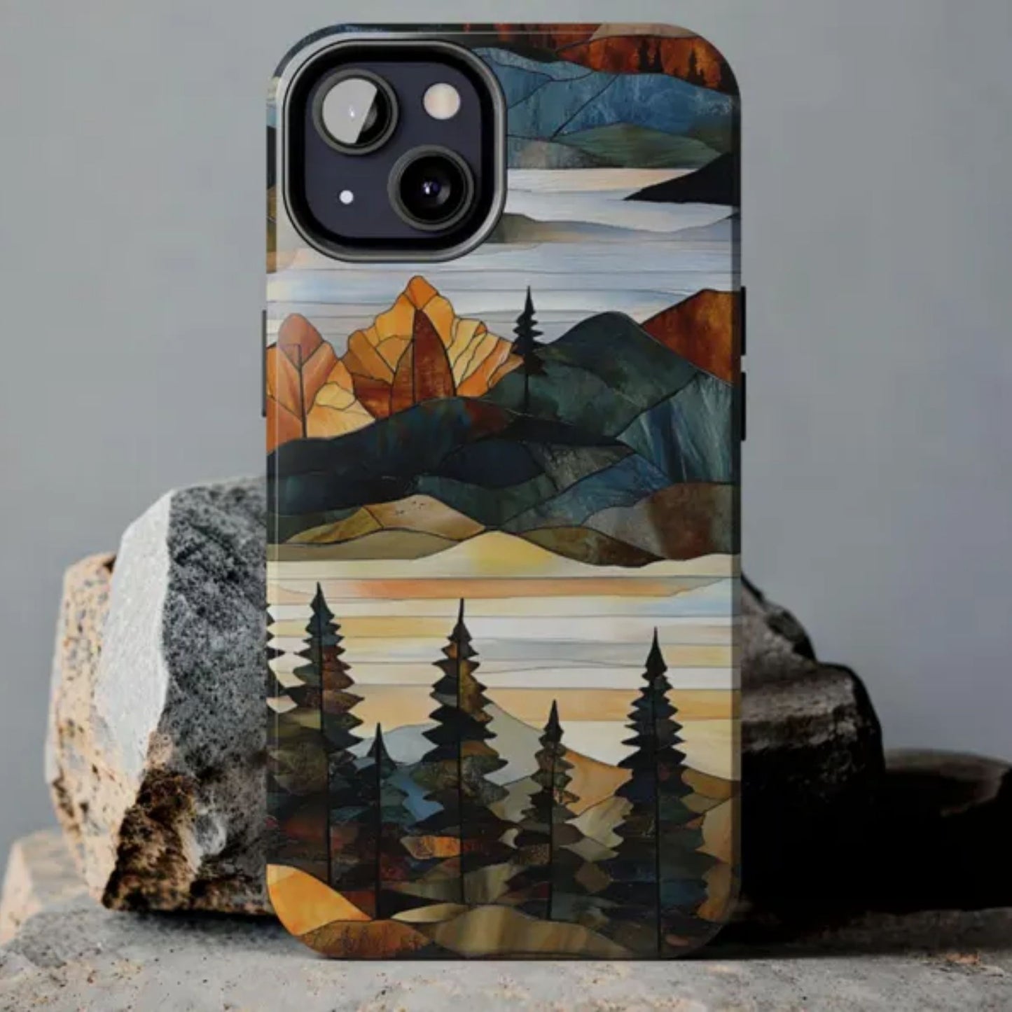 Rustic Forest Stained Glass Phone Case
