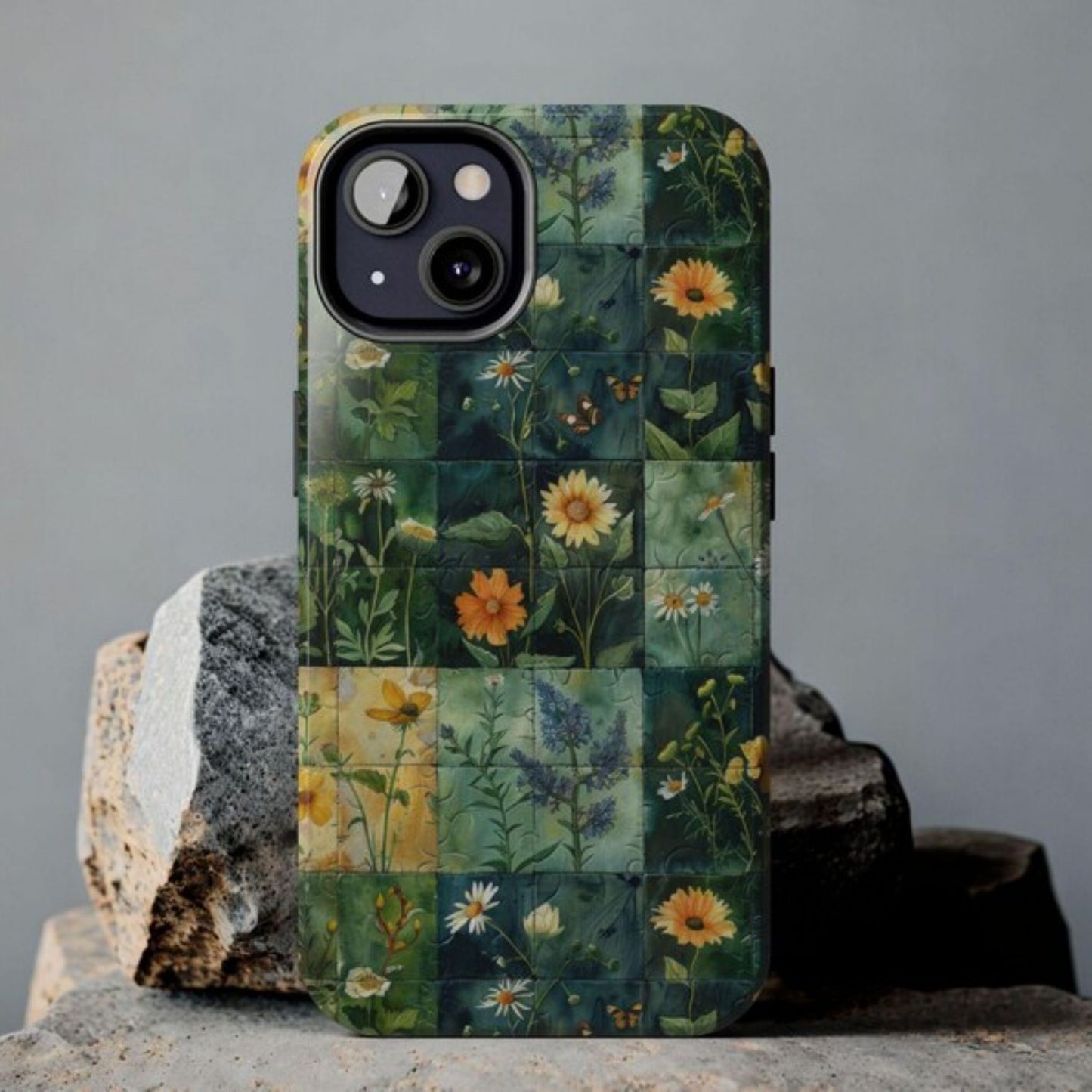 Green Patchwork Wildflower Phone Case
