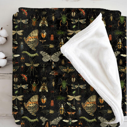 Vintage Insect Velveteen Fleece Blanket With Name