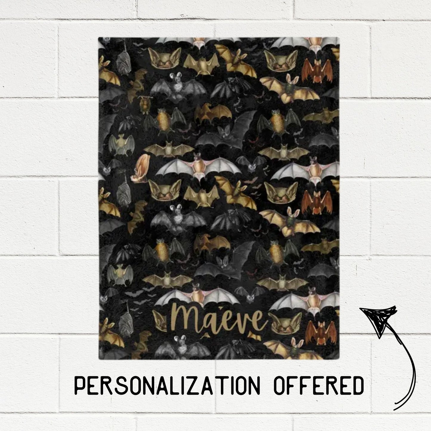 Gothic Vintage Bats Throw Blanket