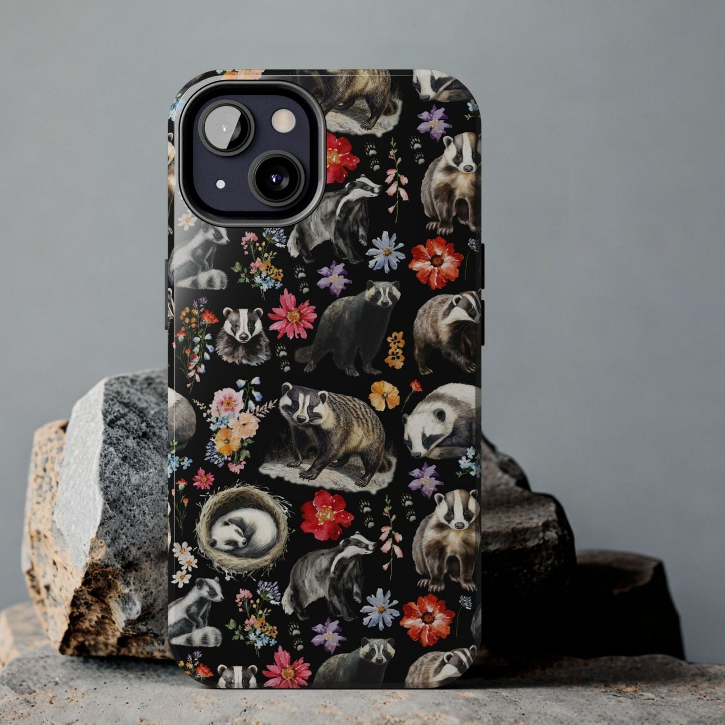 Floral Badger Tough Phone Case