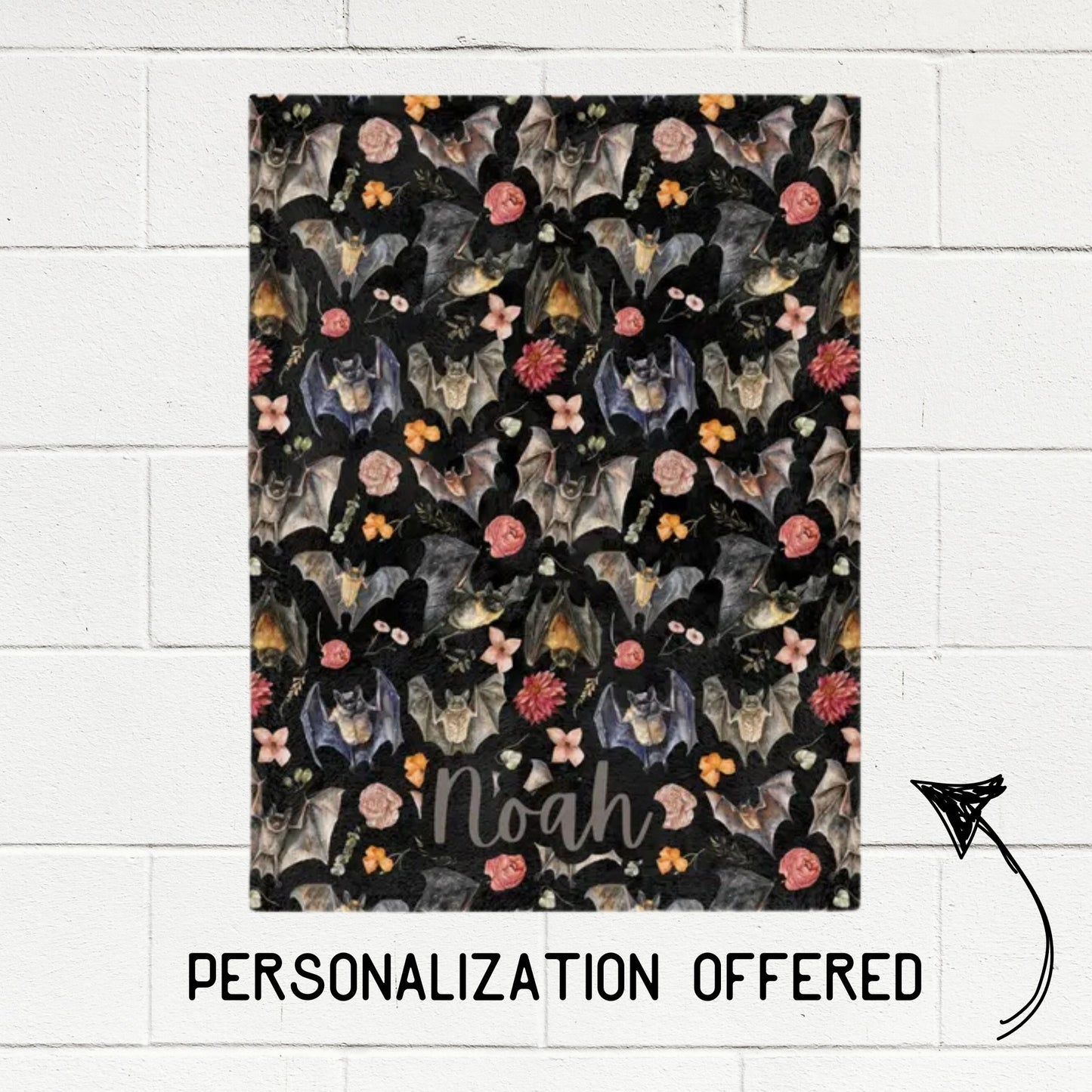 Floral Bats Fleece Throw Blanket