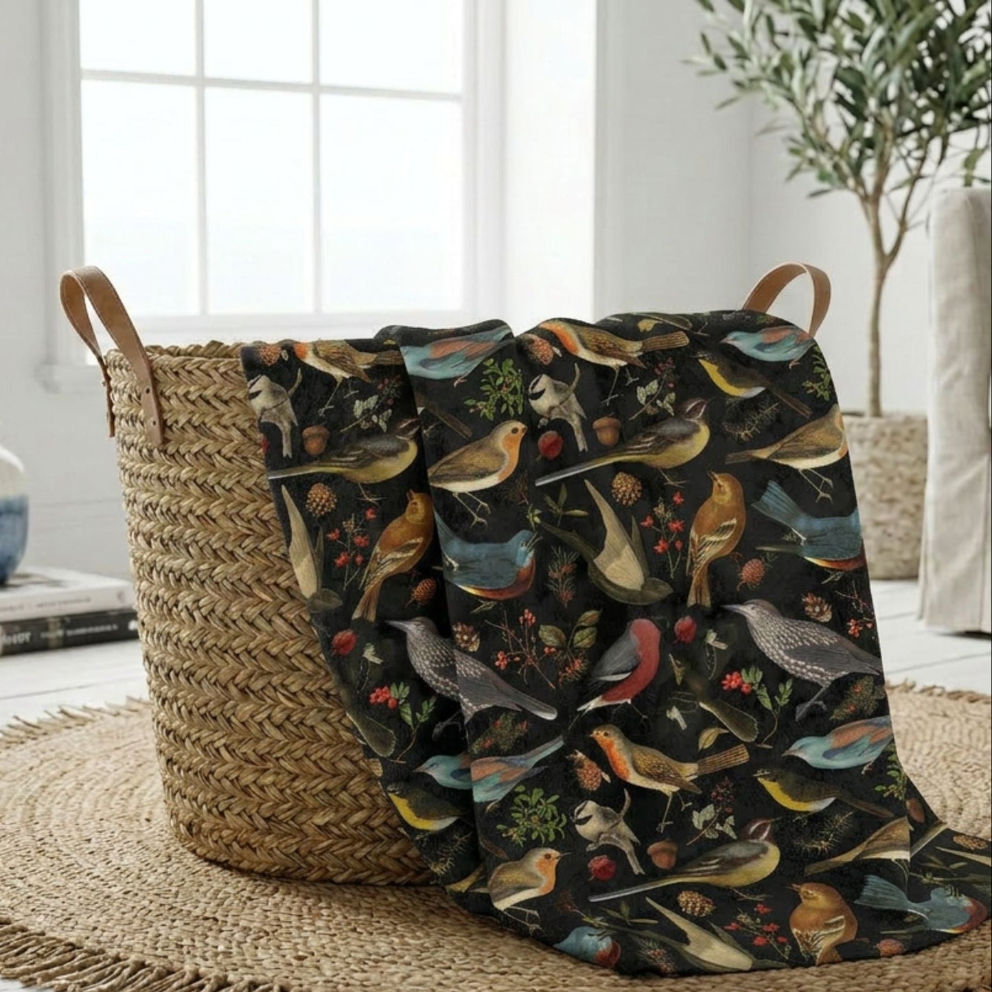 Forest Birds Fleece Throw Blanket