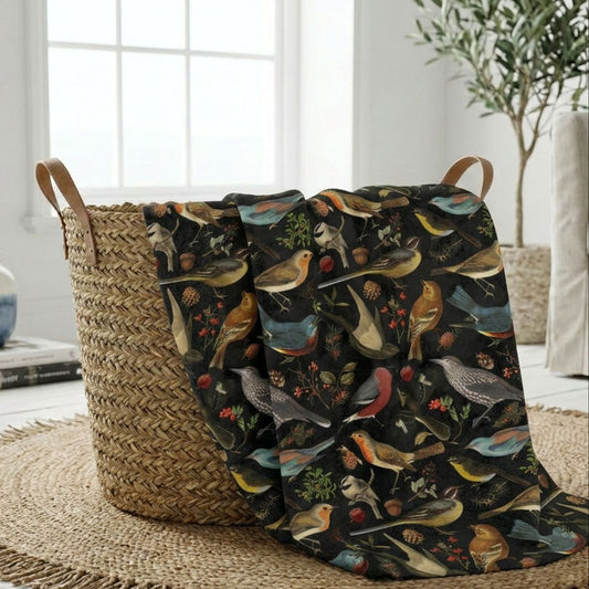 Forest Birds Fleece Throw Blanket