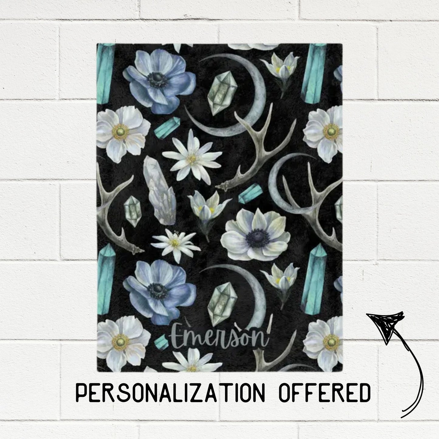 Mystical Floral Crystals Fleece Blanket
