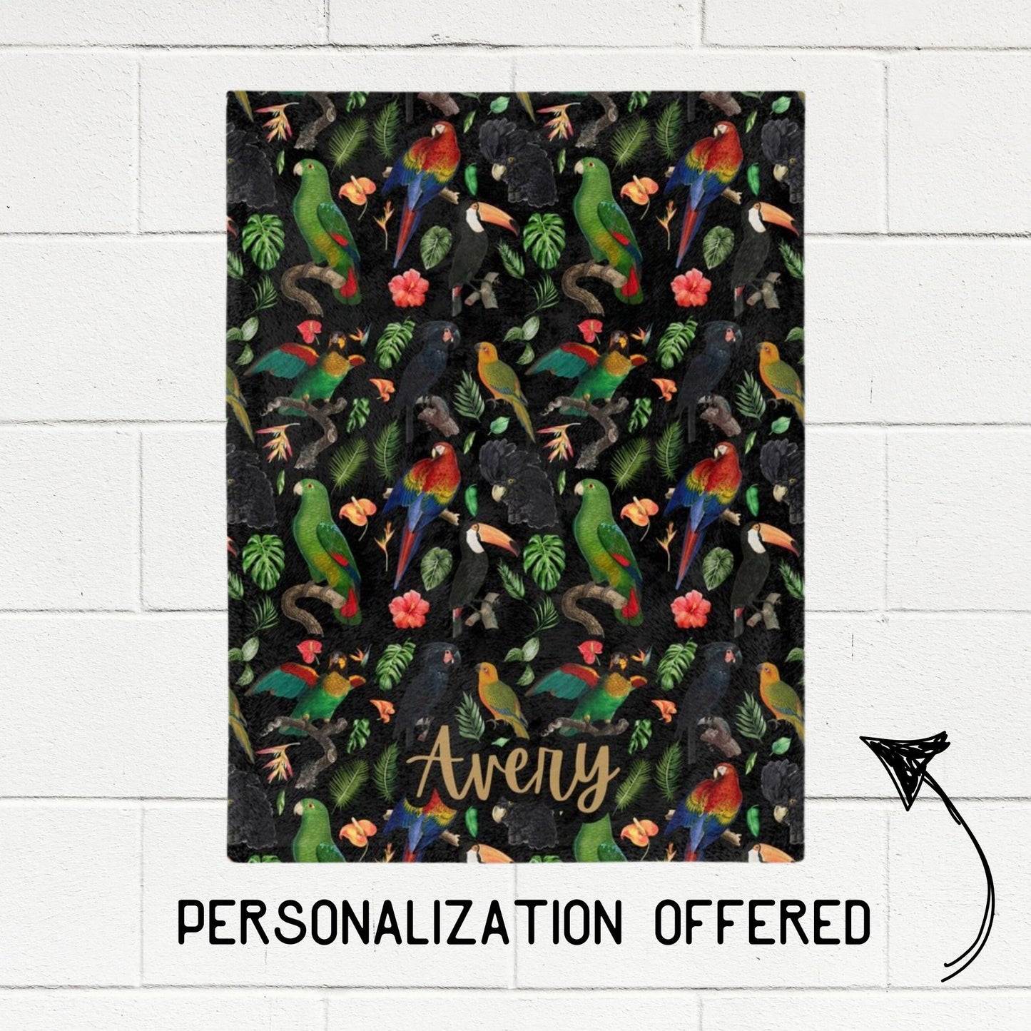 Tropical Parrot Print Fleece Throw Blanket