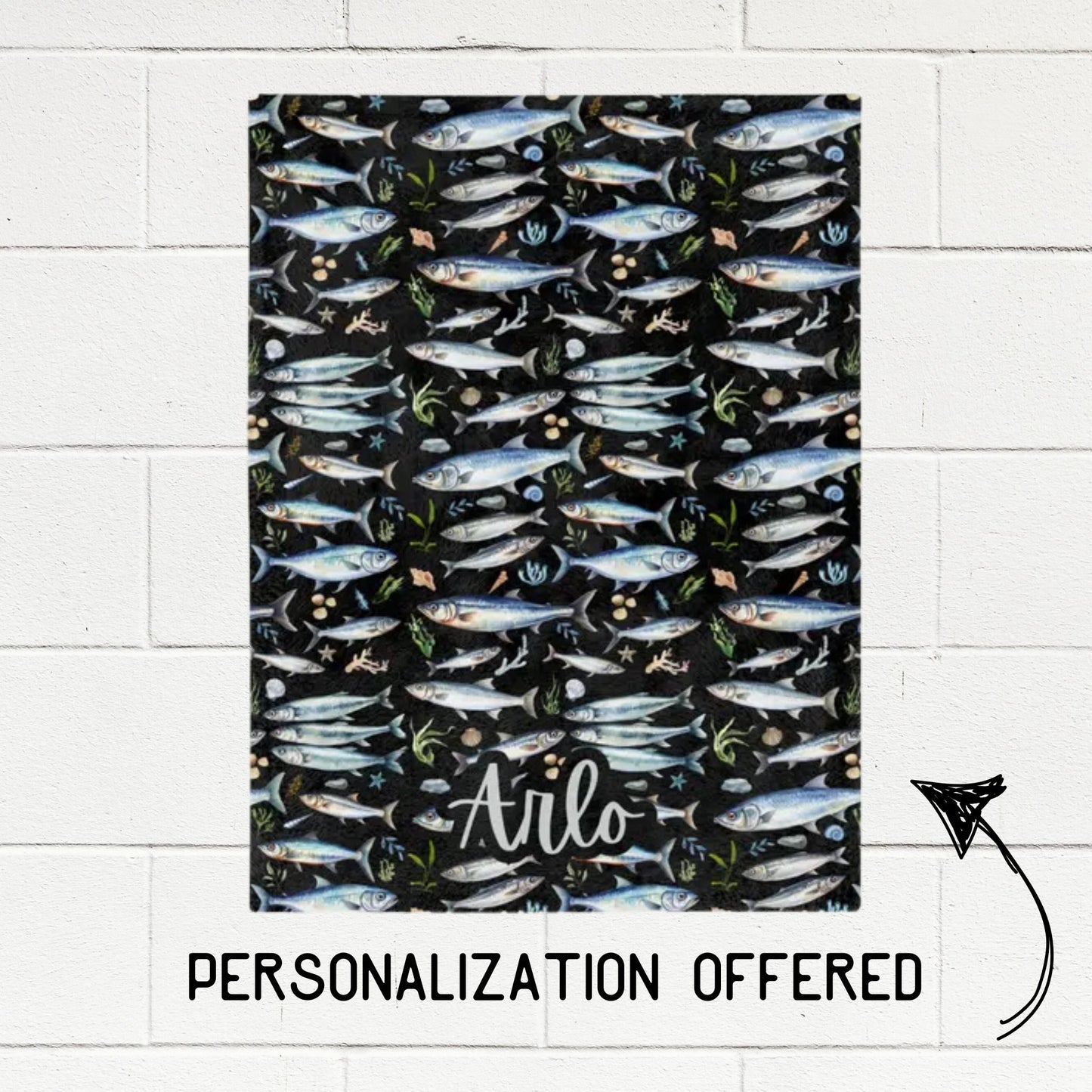 Fish Sardine Fleece Blanket