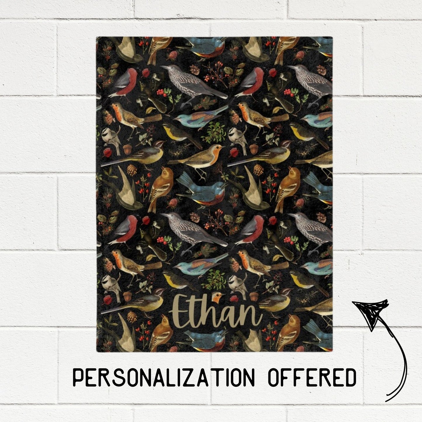 Forest Birds Fleece Throw Blanket