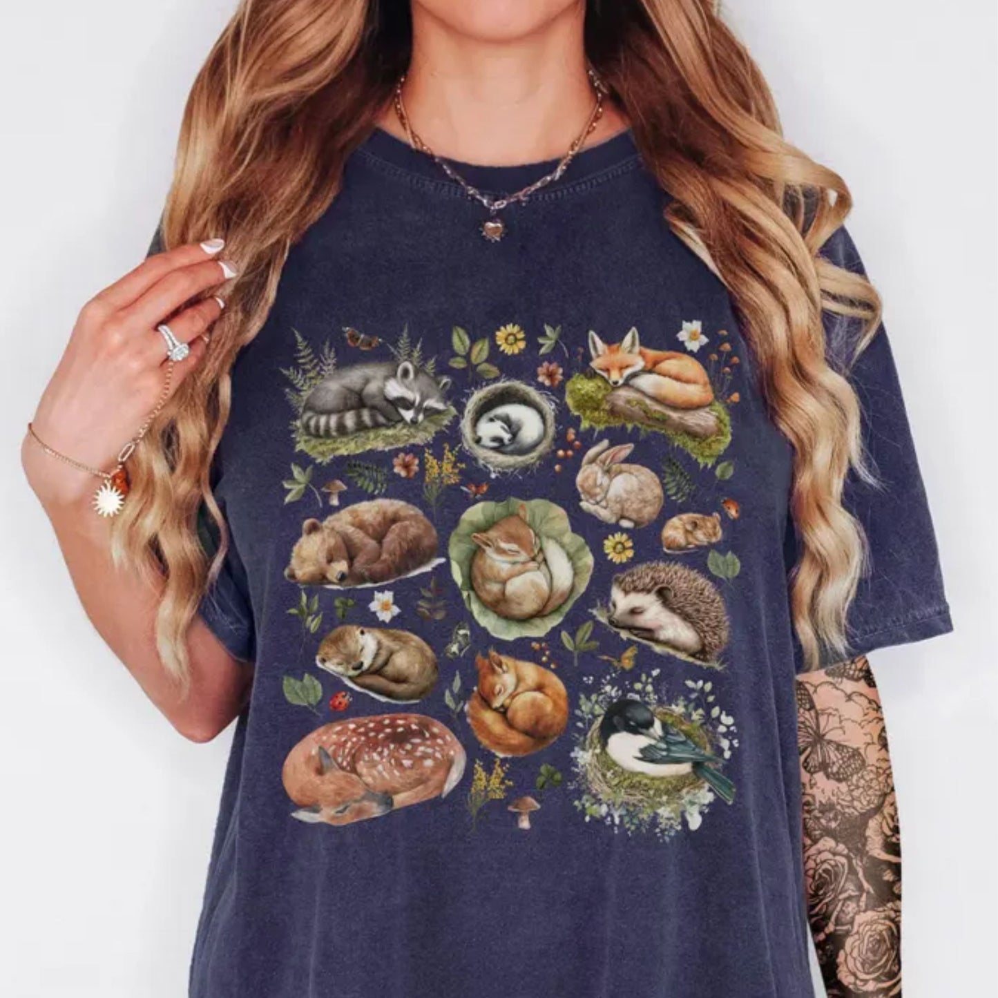 Cute Woodland Sleeping Animals T-Shirt