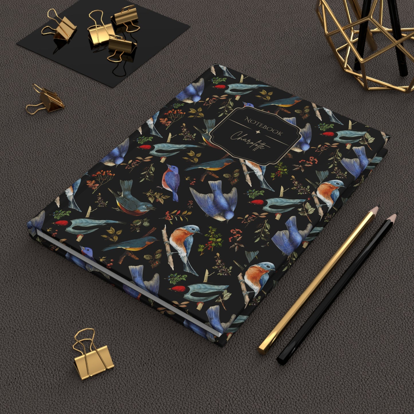 Bluebirds Hardcover Personalized Journal