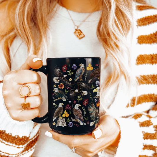 Eagle Mugs, Bird Watching Gift, Birds Coffee Cup, Ceramic 15 OZ