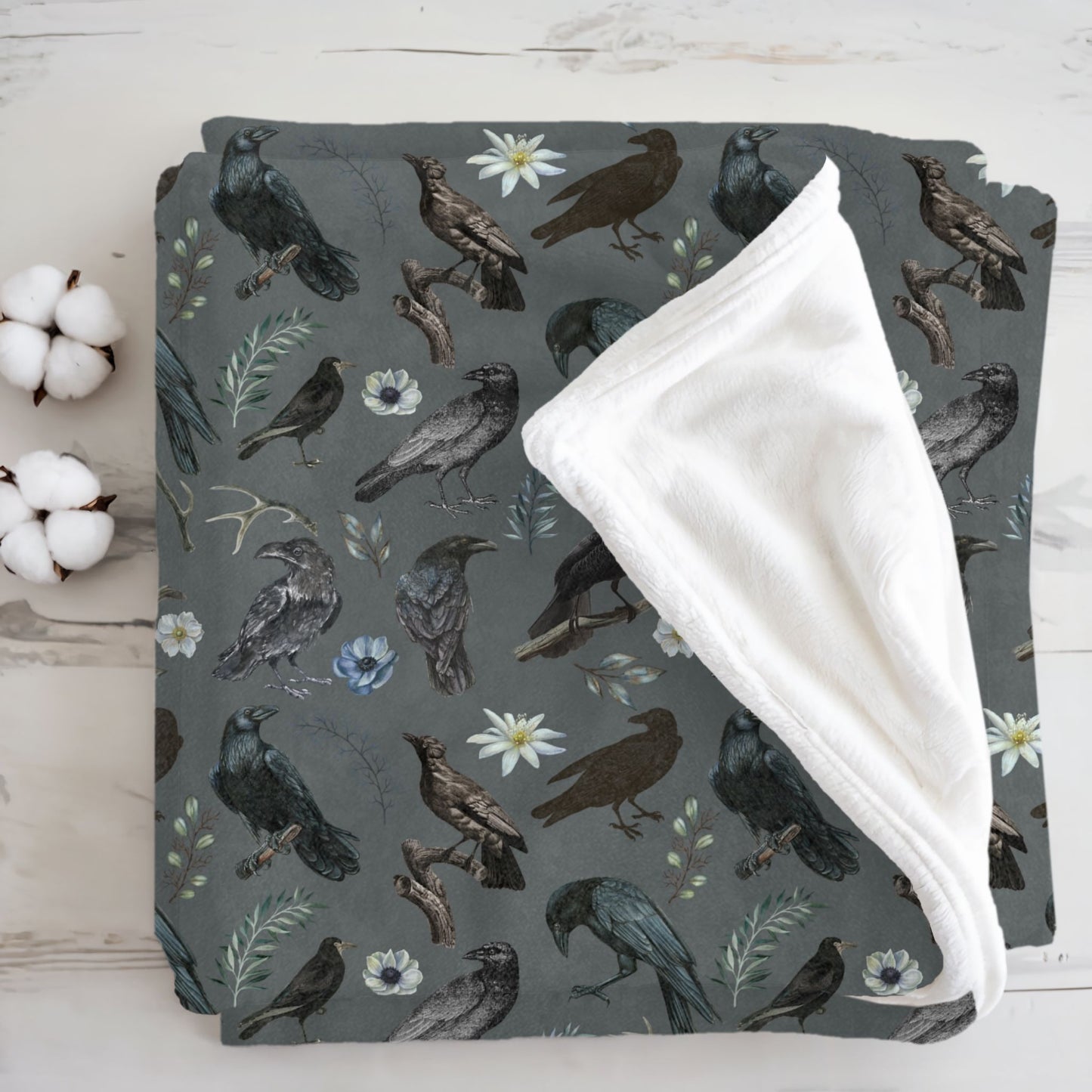Black Crow Gothic Throw Blanket