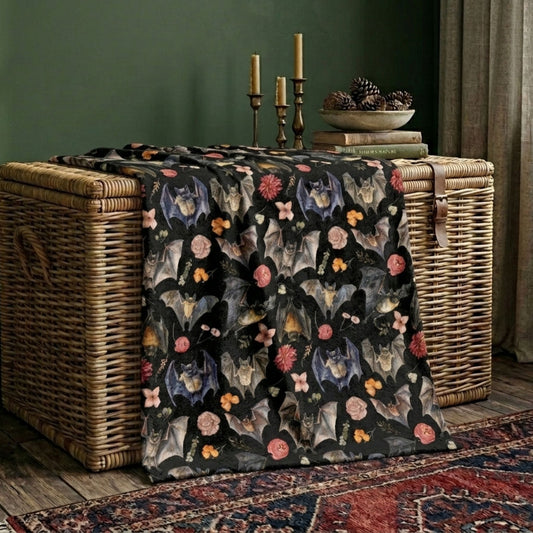 Floral Bats Fleece Throw Blanket