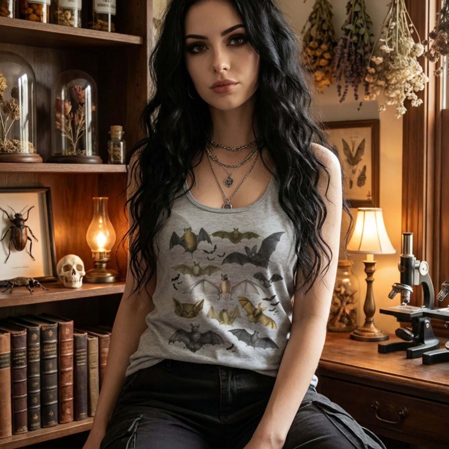 Vintage Bats Collage Racerback Tank Top