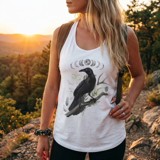 Celestial Moon Raven Racerback Tank Top