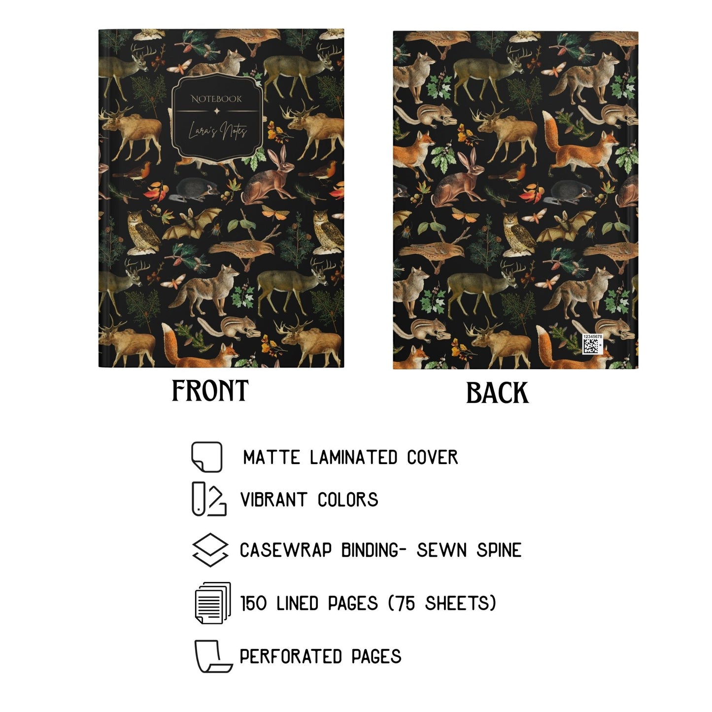 Vintage Woodland Animals Hardcover Journal