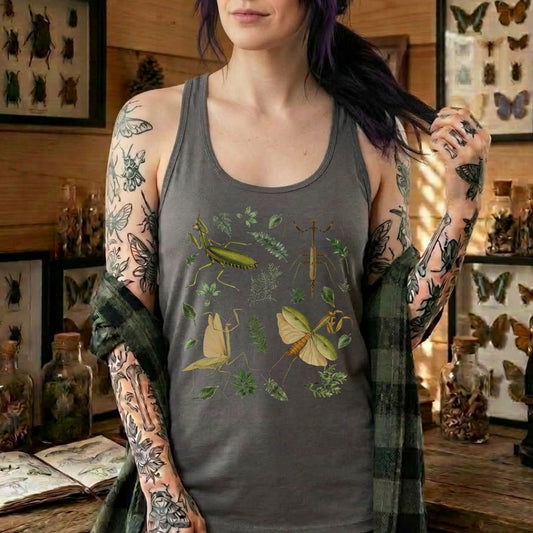 Botanical Praying Mantis Racerback Tank Top