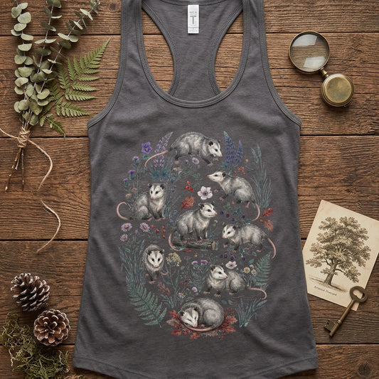 Opossum Floral Racerback Tank Top