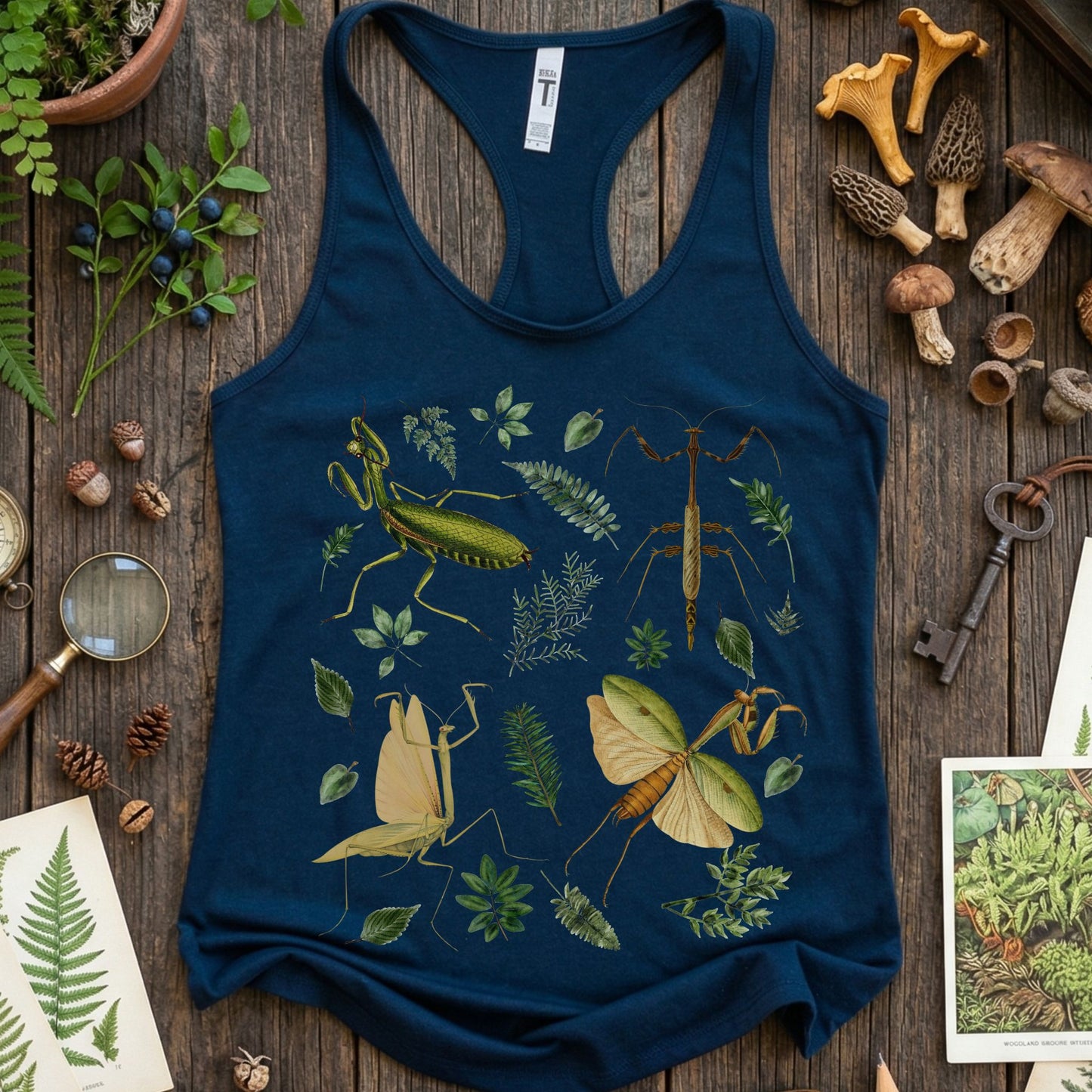 Botanical Praying Mantis Racerback Tank Top