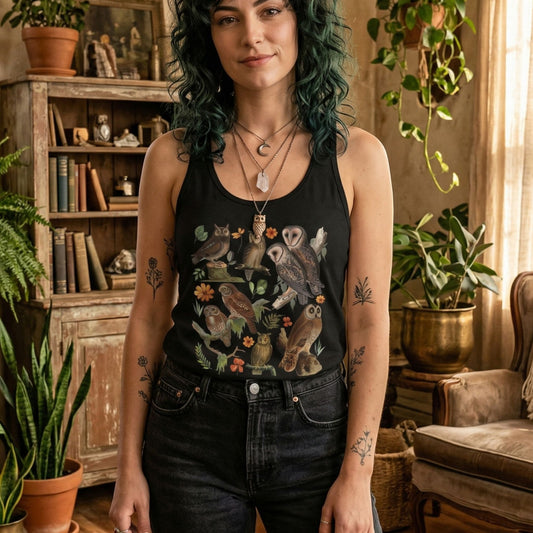 Vintage Barn Owl Racerback Tank Top