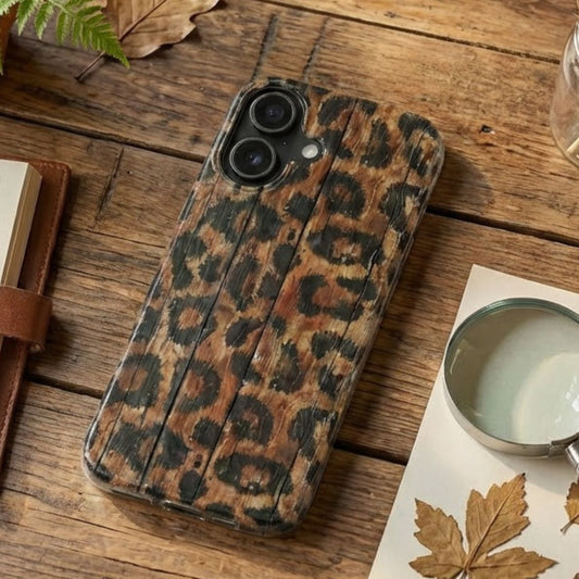 Woodgrain Animal Print Protective Phone Case