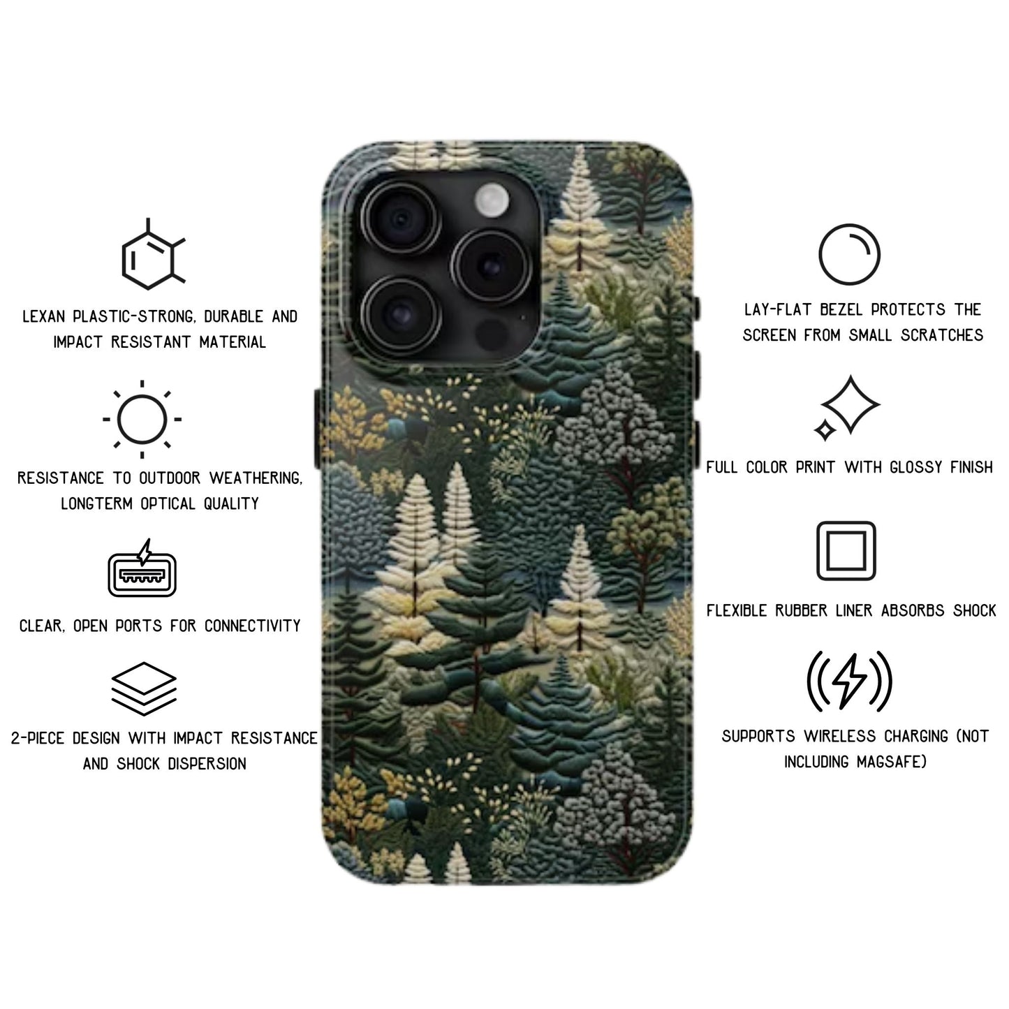 Trees Forest Embroidery Phone Case
