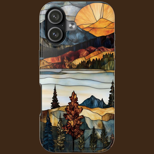 Rustic Mountain Stained Glass Phone Case