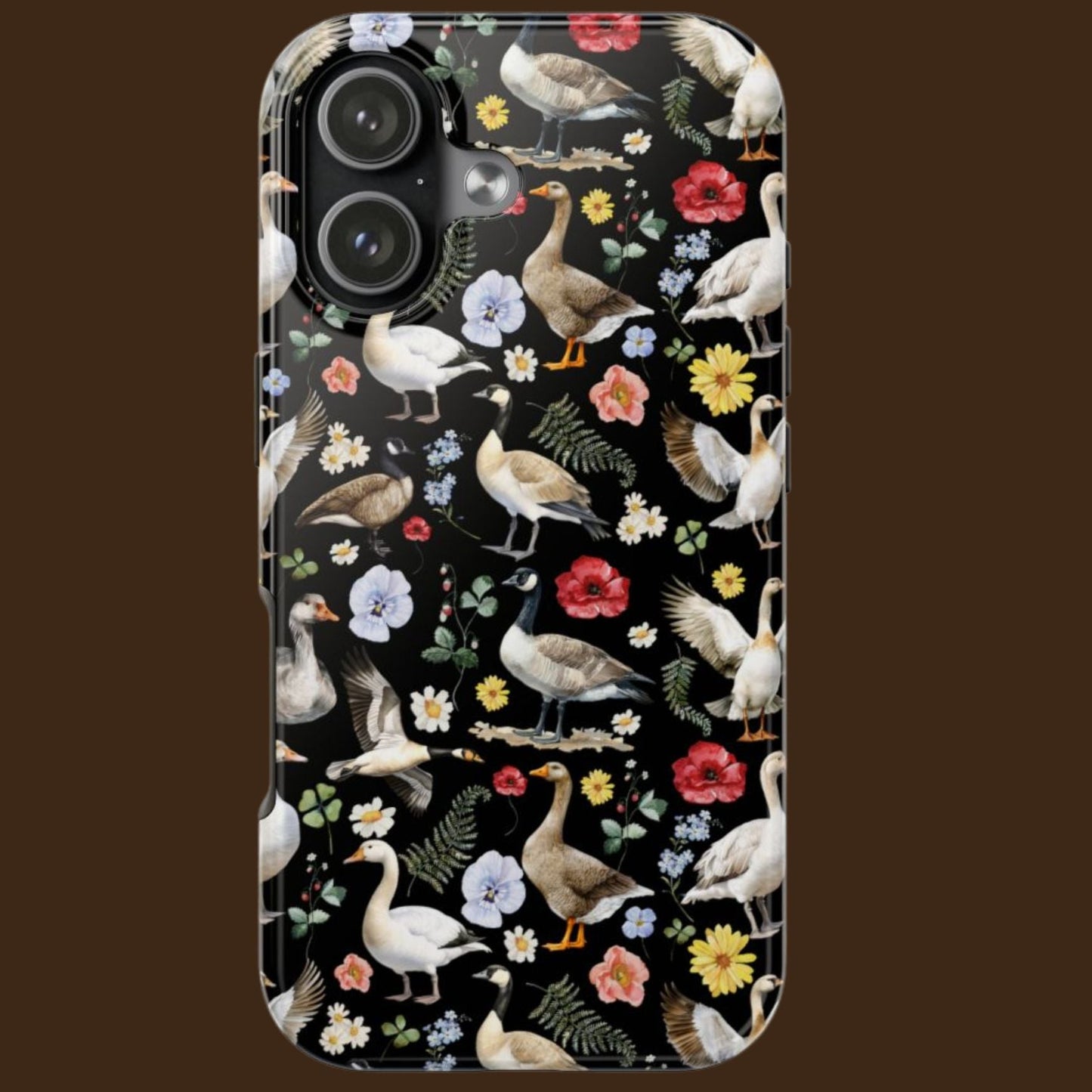 Floral Goose Whimsical Tough Phone Case