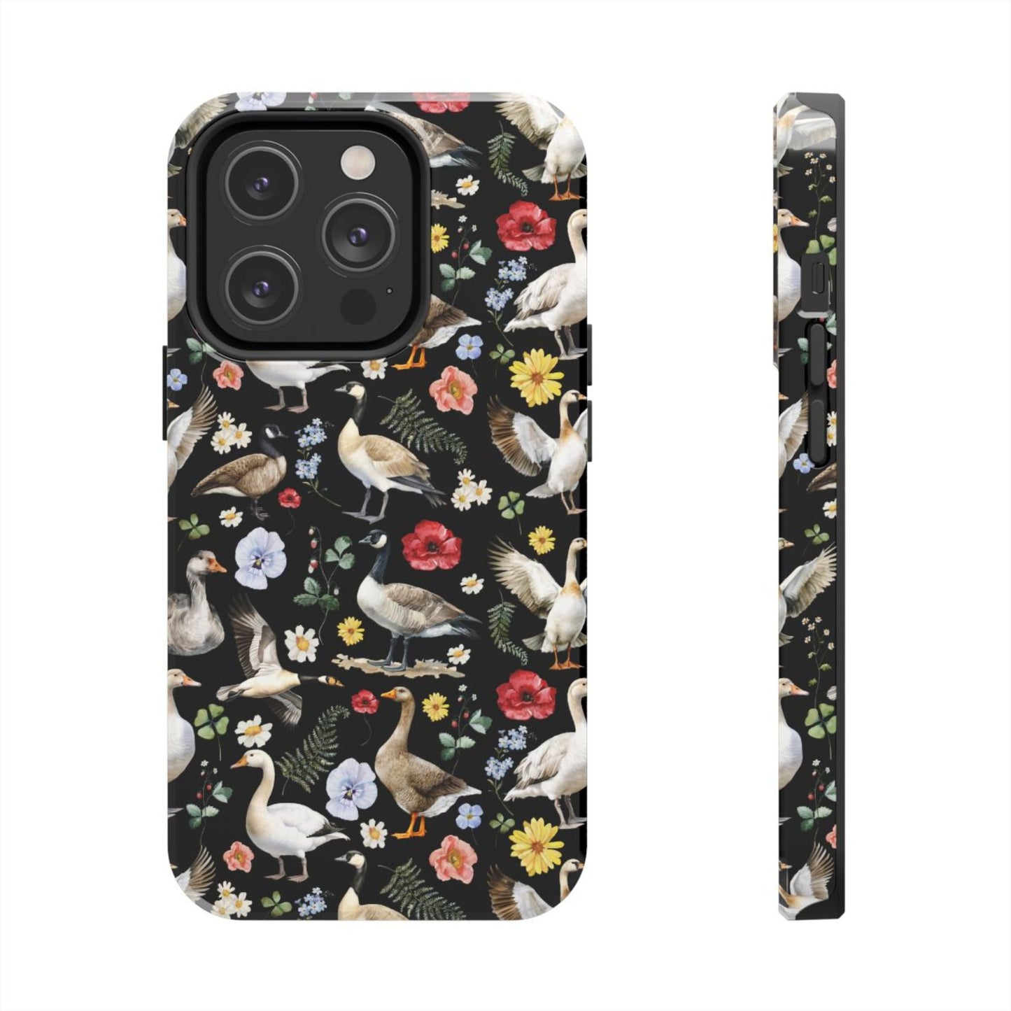 Floral Goose Whimsical Tough Phone Case
