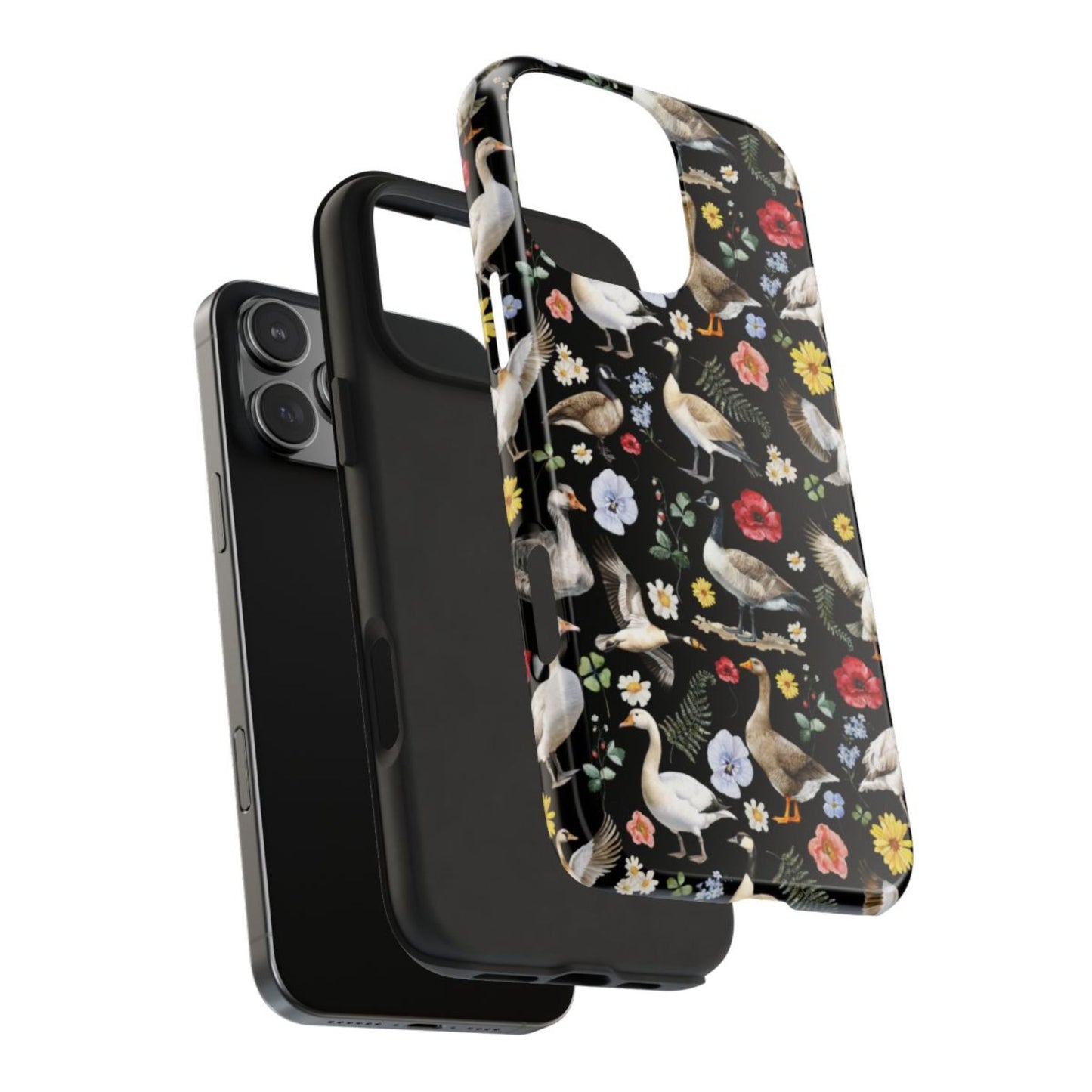 Floral Goose Whimsical Tough Phone Case