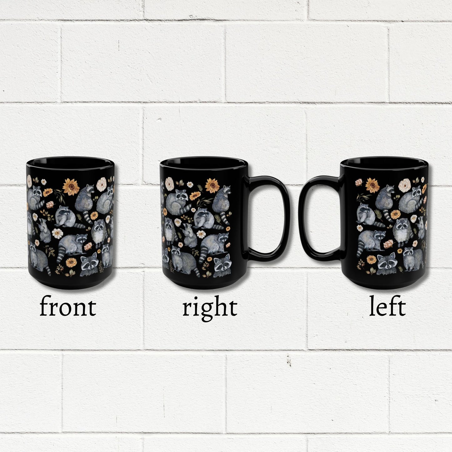 Cute Floral Raccoon Mug