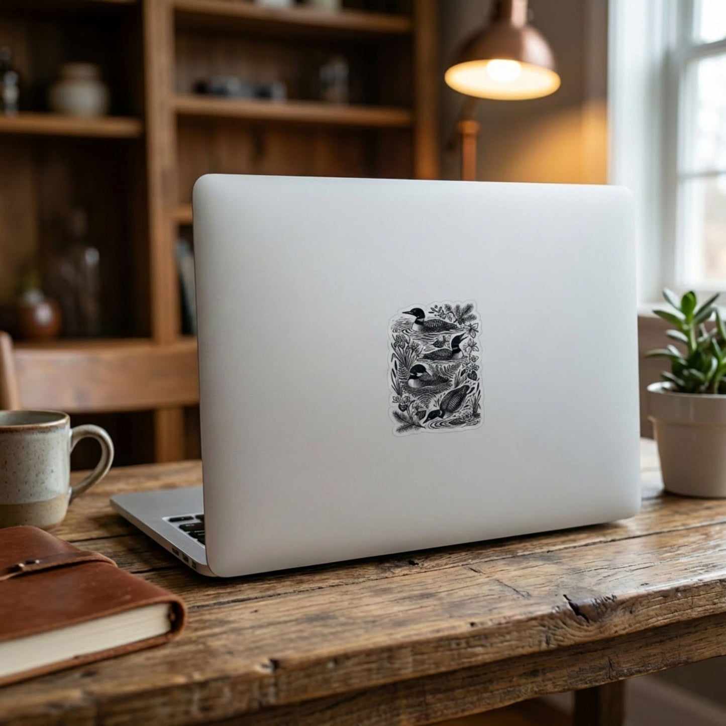Linocut Loons Clear Die Cut Sticker