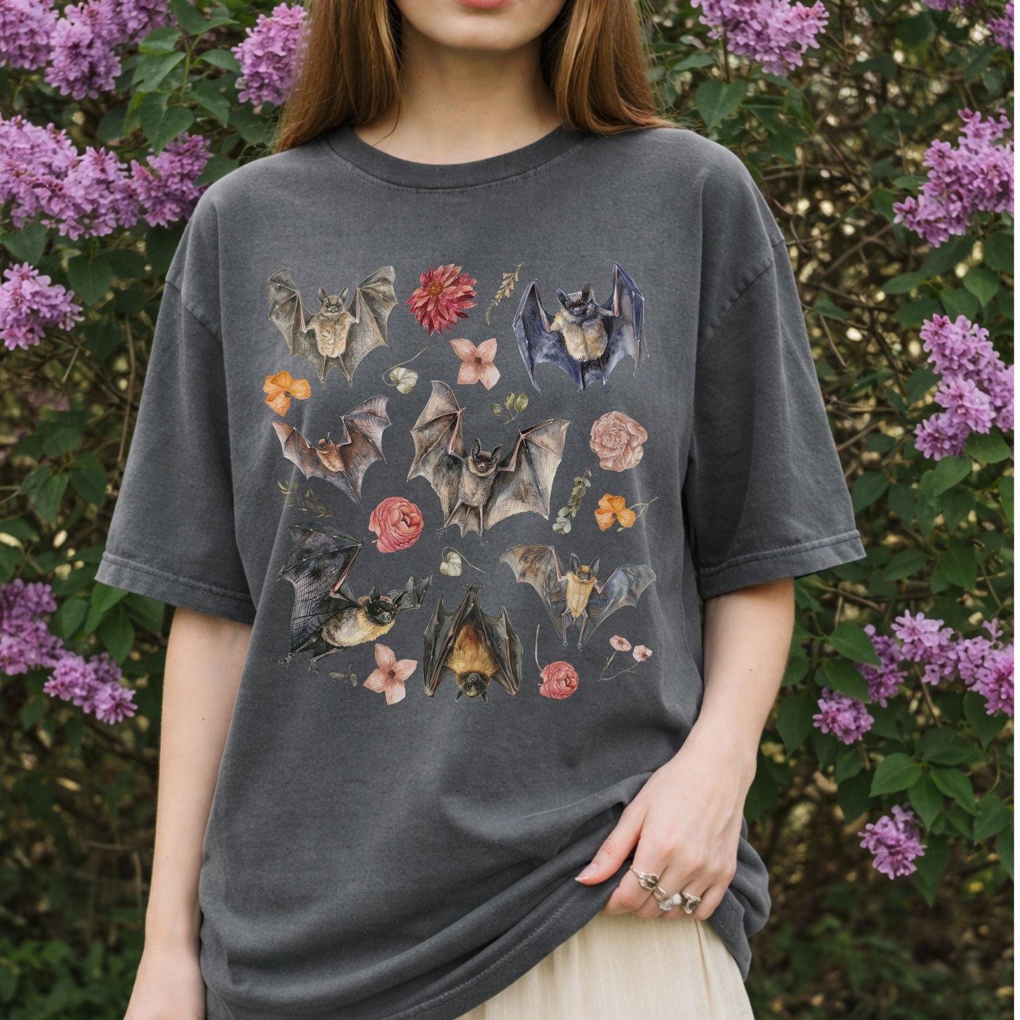 Floral Watercolor Bats T-Shirt